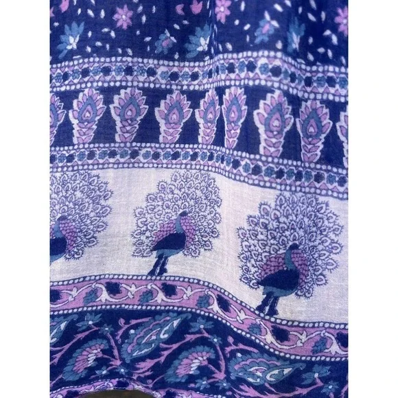 Vintage 70's India Blouse Tunic Peacock Boho Hippie Top Lightweight Geeta - Picture 4 of 13